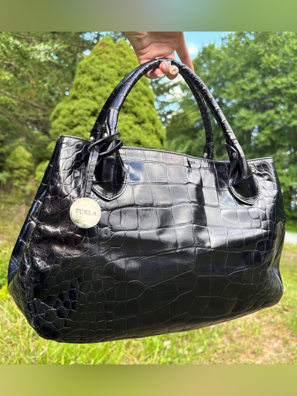 Furla Croc-Embossed Shoulder Bag - Picture 16 of 17